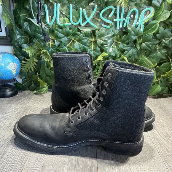 Woolrich Bootlegger Black Leather/Wool Combat  Lace Up Boot Men’s Size 10.5